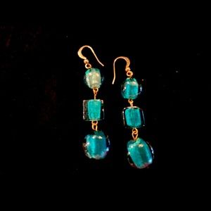 Teal beaded earrings